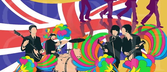 Beatles Fab Four Backdrop Projection - Dance