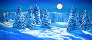 Snow Landscape with Full Moon