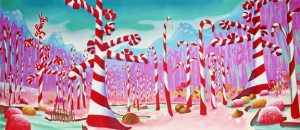 Willy Wonka candy cane forest
