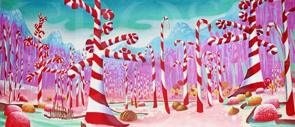 Charlie and the Chocolate Factory Candy Cane Land Backdrop Projection
