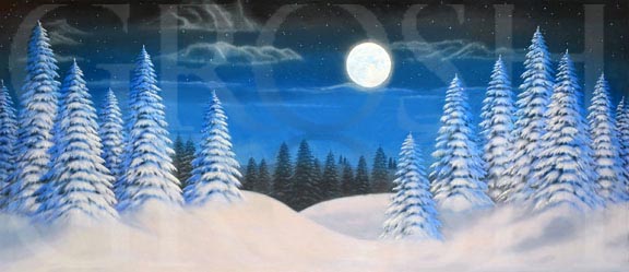 Christmas Carol Night Snow Landscape Backdrop Projection
