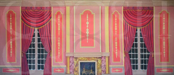 Mary Poppins Victorian Parlor Pink Backdrop Projections