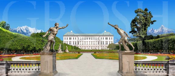 Sound of Music Garden With Statues Backdrop Projection