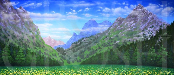 Sound of Music Mountain Landscape Backdrop Projection