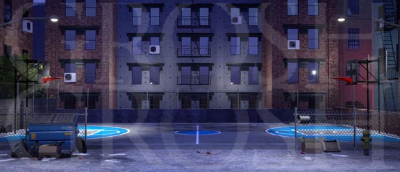 West Side Story Nighttime Inner City Backdrop Projection